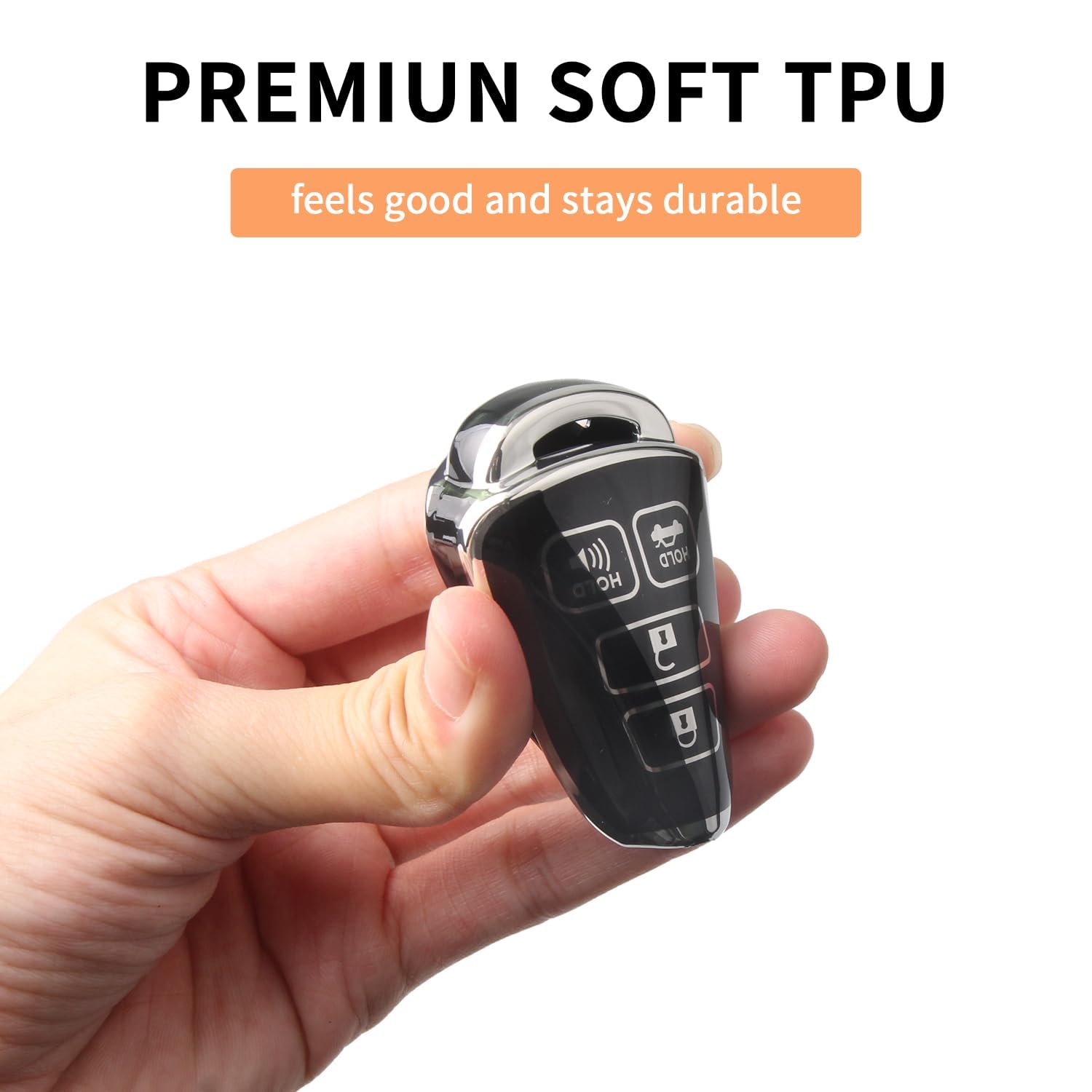 Mild East Key Fob Cover For Toyota With Metal Key Chain, Silver Edge Soft Tpu Key Fob Shell Case For 2012-2019 Camry Corolla Tac