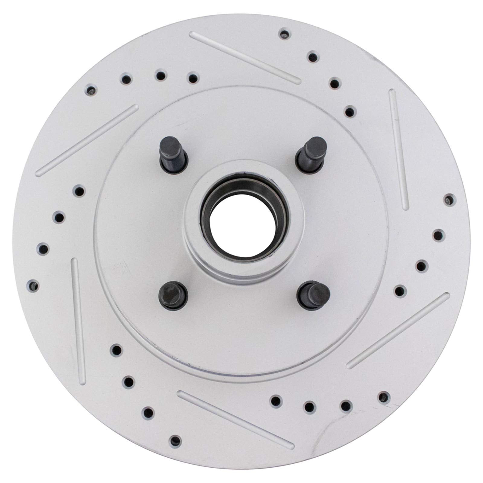 Trq Front Performance Brake Rotors Set Vented Premium G-Coated Cross Drilled & Slotted Compatible With 1987-1993 Ford Mustang