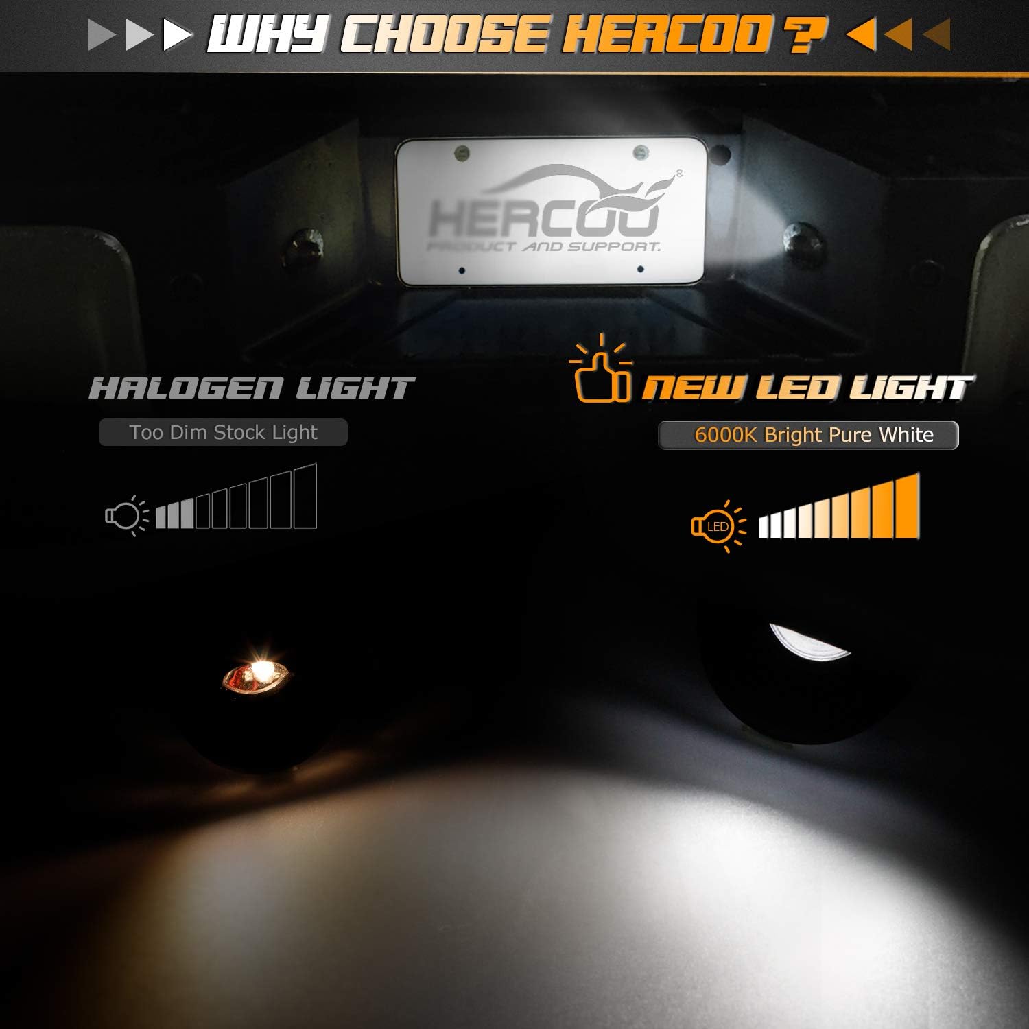 Hercoo Led License Plate Light Lens Lamp Socket Wiring Harness Black Housing Compatible With 1999-2015 F150 F250 F350 F450 F550
