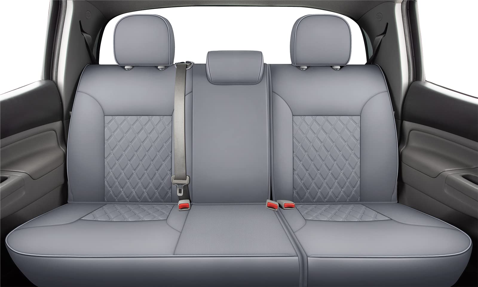 LUCKYMAN CLUB Tacoma Full-Set Seat Covers, Faux Leather, Gray, Fits 2005-2015 Double/Crew Cab