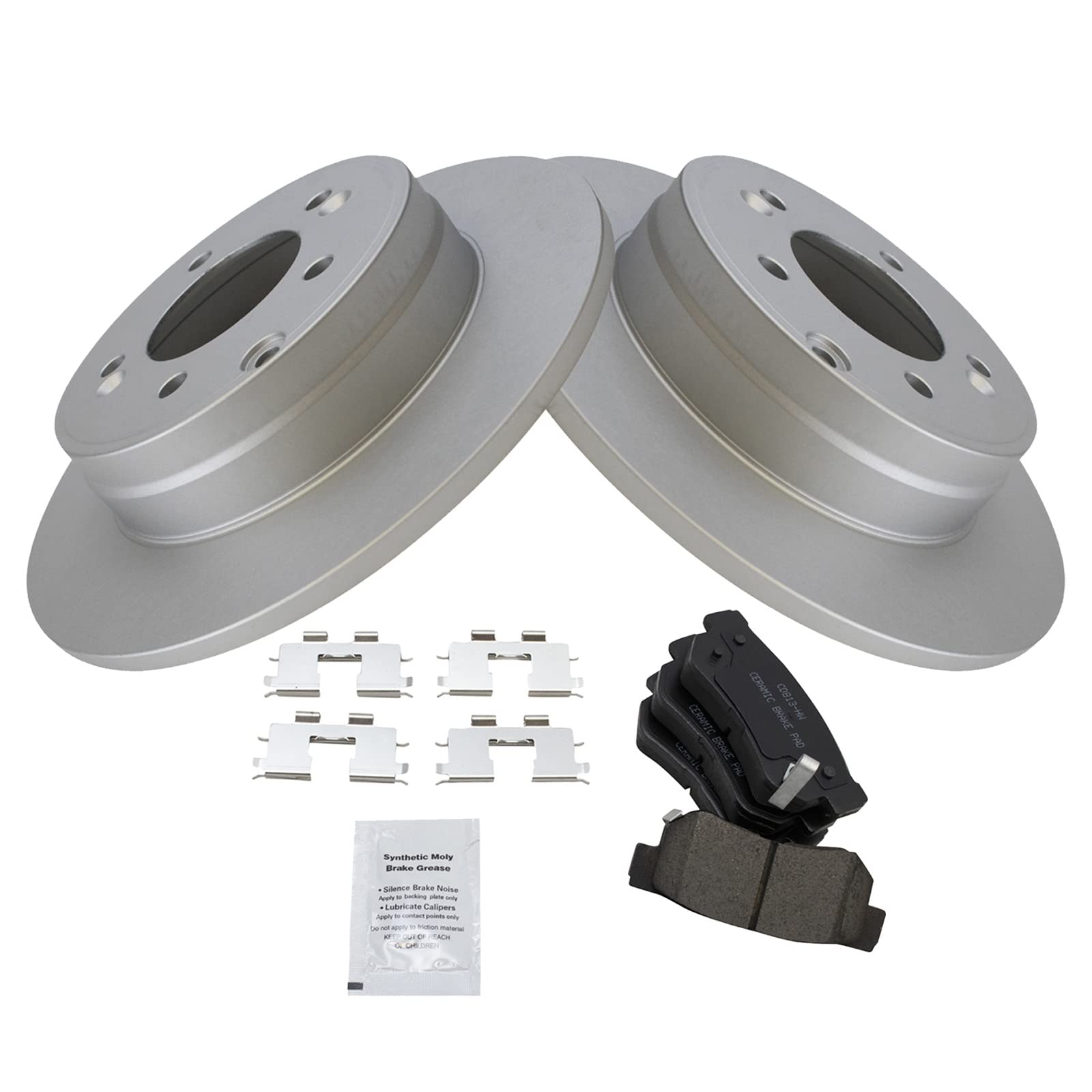 Trq Rear Brake Pad & Rotor Kit Brake Pads Brake Rotor Ceramic Premium G-Coated Compatible With 2009 Hyundai Azera 2006-2008 Sona