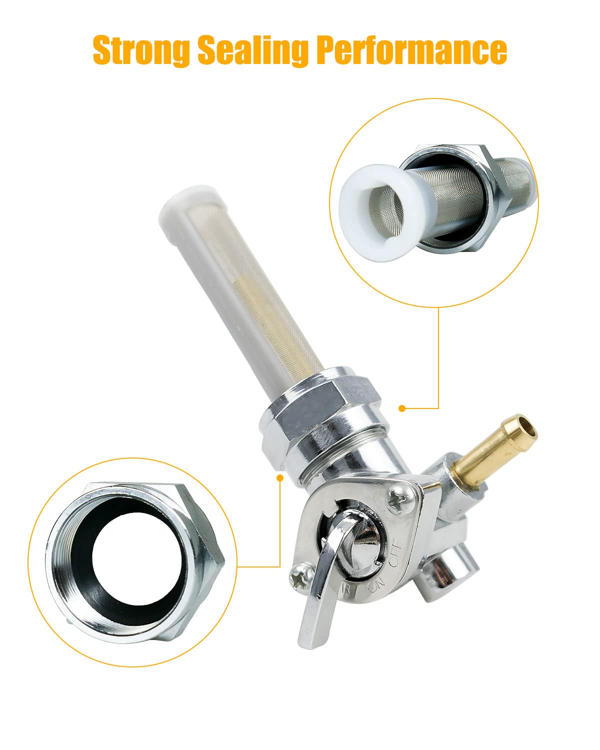 Fuel Valve Petcock with Shut Off Valve Fit for Harley Sportster Big Twin 1975-2006 Replace 62168-81, For 1/4'' ID Fuel Hose, 22m