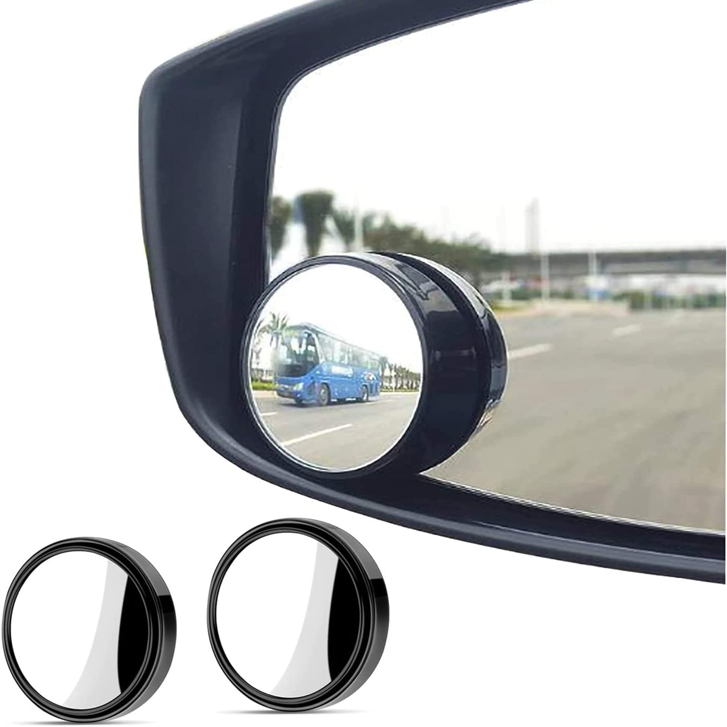 KEWAYO 2 Pack Automotive Blind Spot Mirrors, Small Round Convex Adjustable 360Rotate Wide Angle Car Rear View Nirror for All Uni