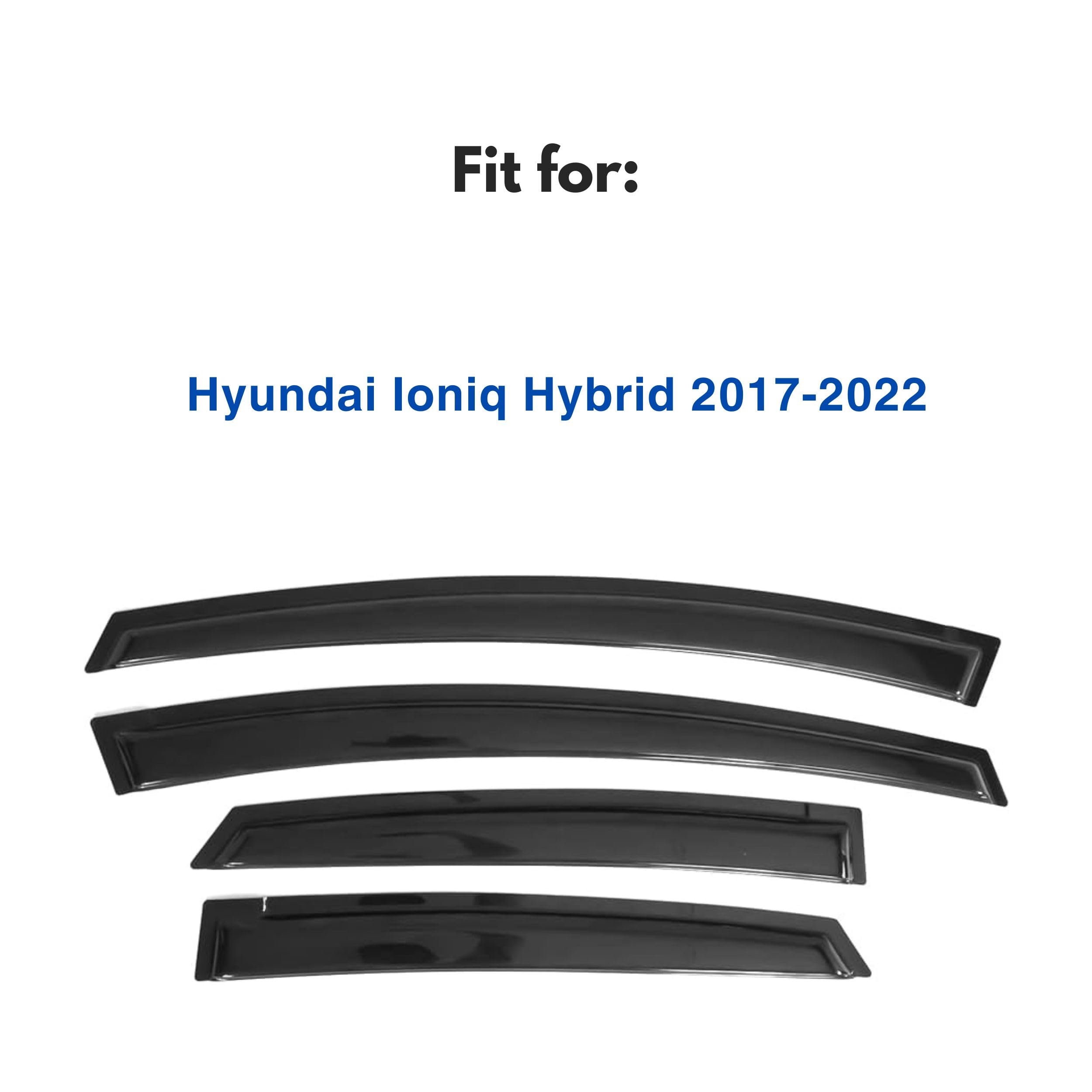 Immortal Group IG Window Visor - Black Acrylic Rain Guard for 2017-2022 Hyundai Ioniq Hybrid, Model 811534