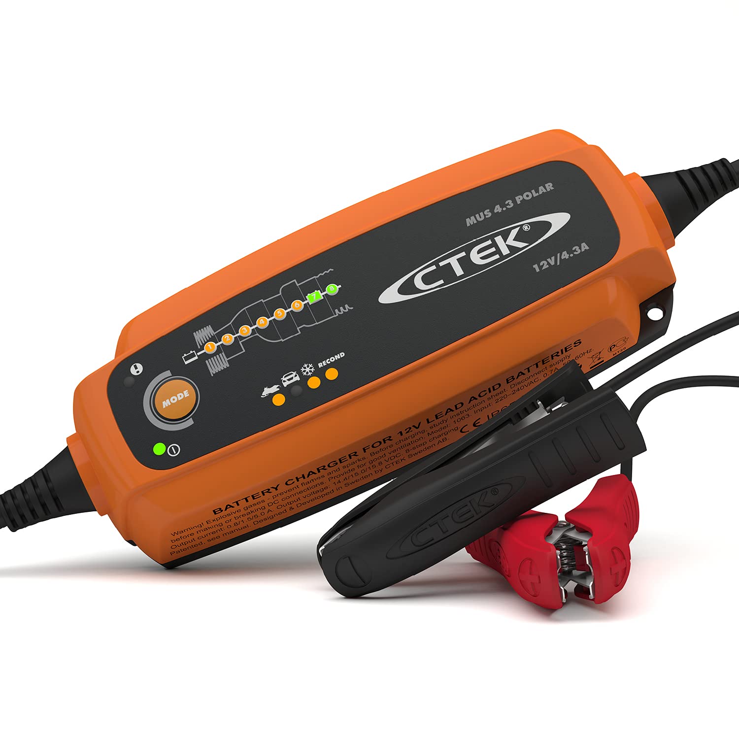 CTEK MUS 4.3 POLAR 12V Fully Automatic Battery Charger - 8 Step, Orange, Model CTK 56-958