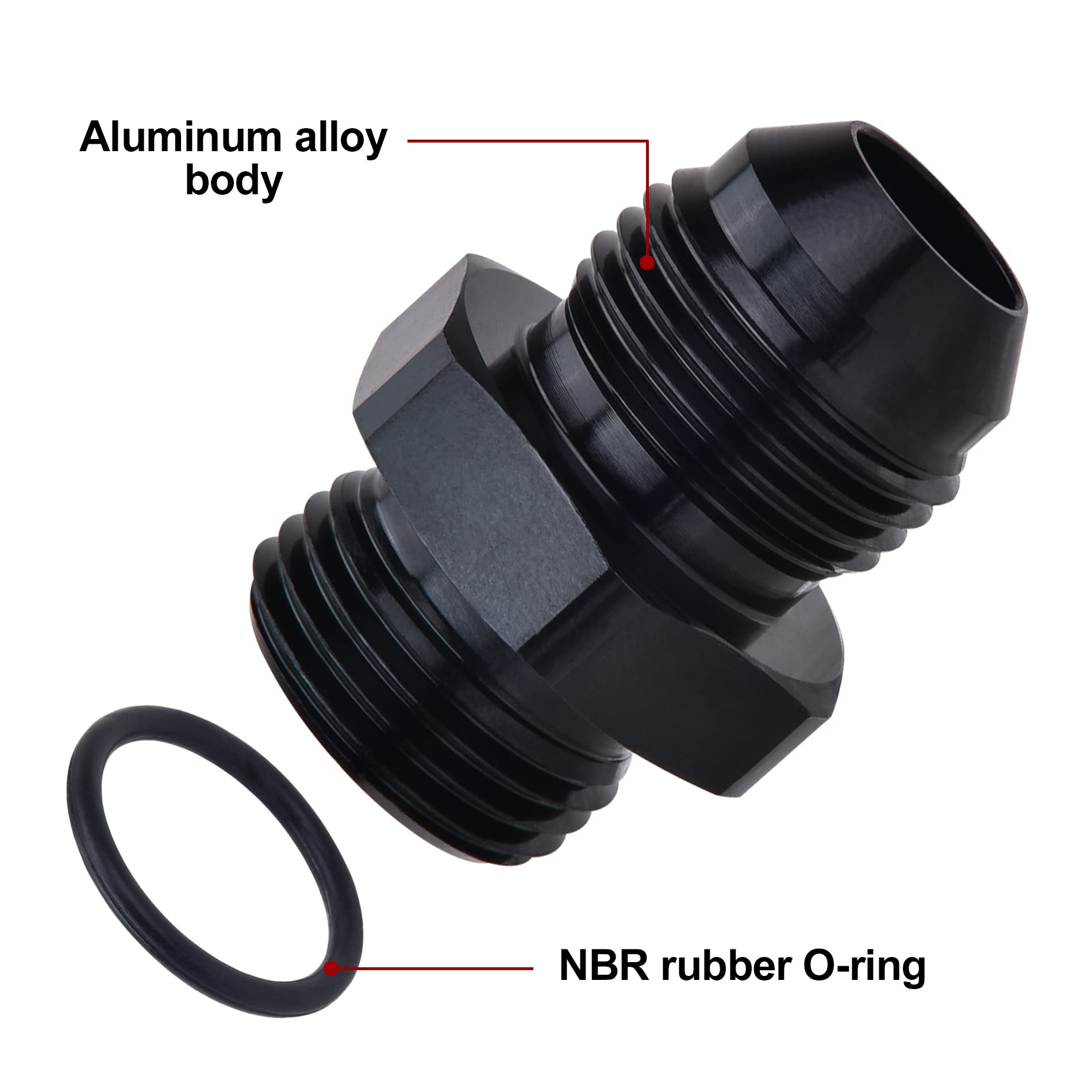 Evil Energy 6An Flare To 6An Orb Male Fuel Rail Adapter Fitting Black 2Pcs