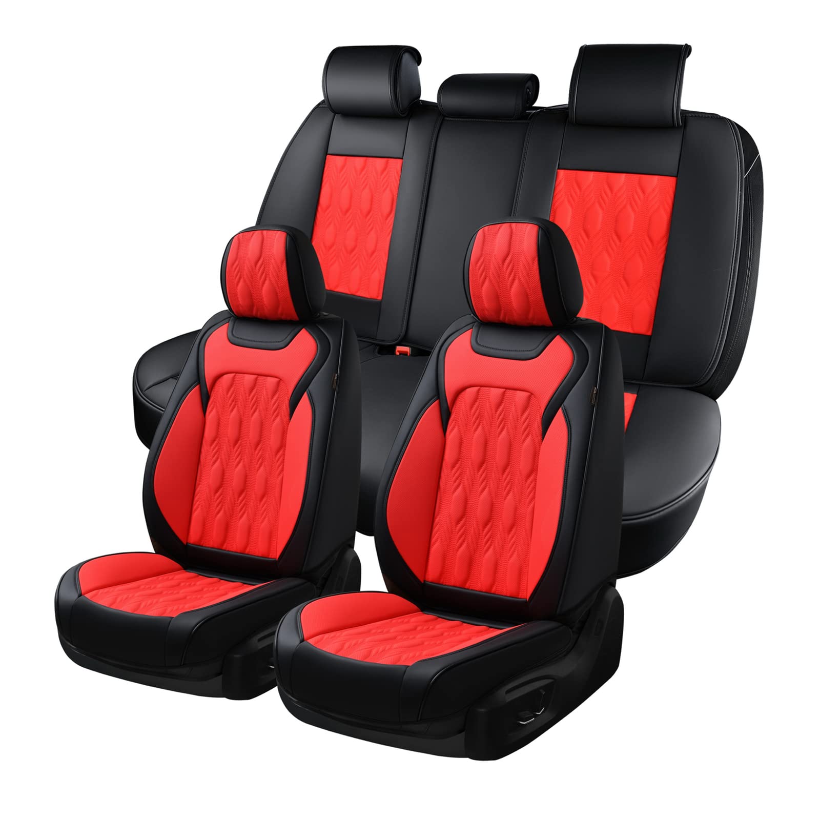 Coverado Car Seat Cover Full Set, Luxury Leather Seat Covers For Front And Rear, Waterproof Seat Covers 5 Seats, Car Seat Protec