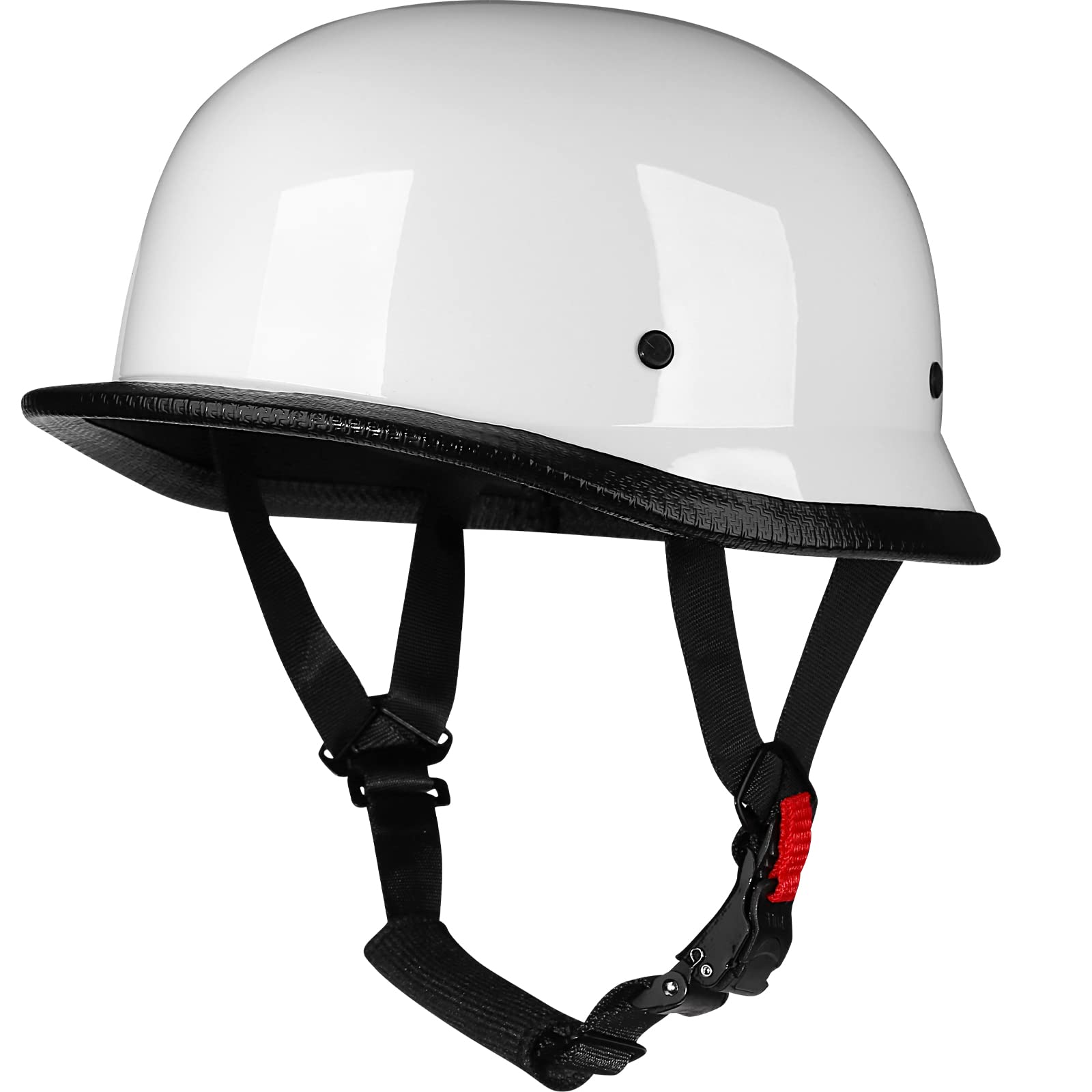 Yesmotor Half Shell Motorcycle Helmet - DOT Approved, Large, White with Black Goggles, ABS Material