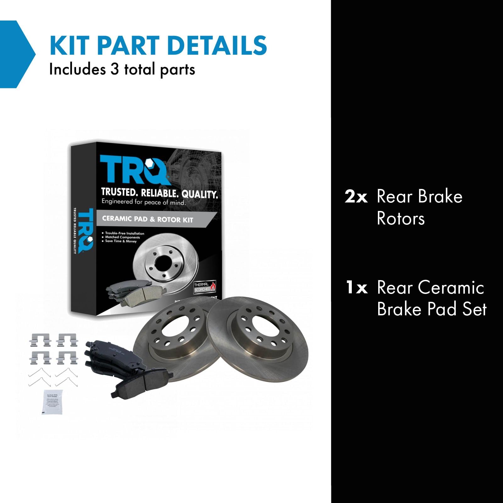 Trq Rear Brake Pad & Rotor Kit Brake Pads Brake Rotor Ceramic Compatible With 2013-2016 Dodge Dart