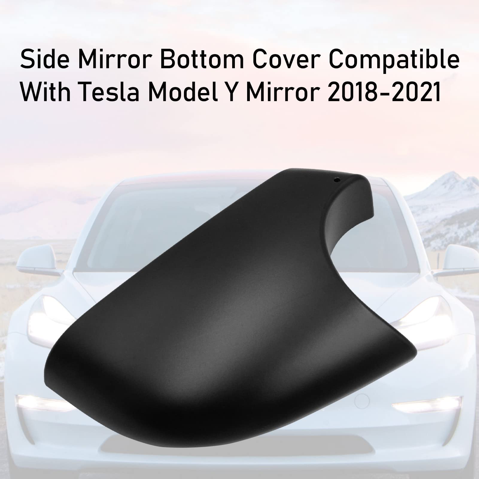 Jaronx Tesla Model Y Left Side Rearview Mirror Base Cover Trim, ABS Plastic, Black, 2018-2024 Replacement
