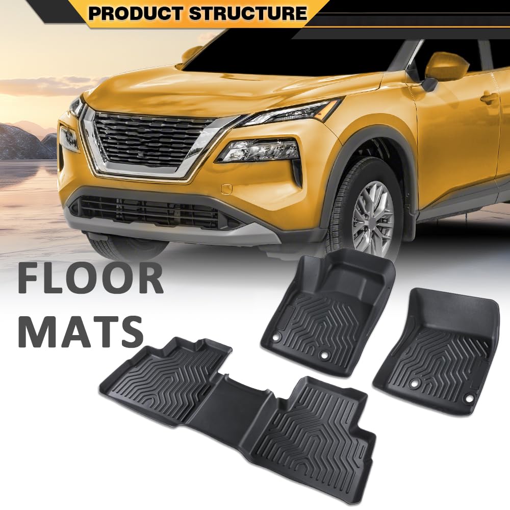 G-PLUS TPE Floor Mats Cargo Liner, Compatible with Nissan Rogue 2021-2024 (No Sport Models), All Weather Full Cover Protection 1