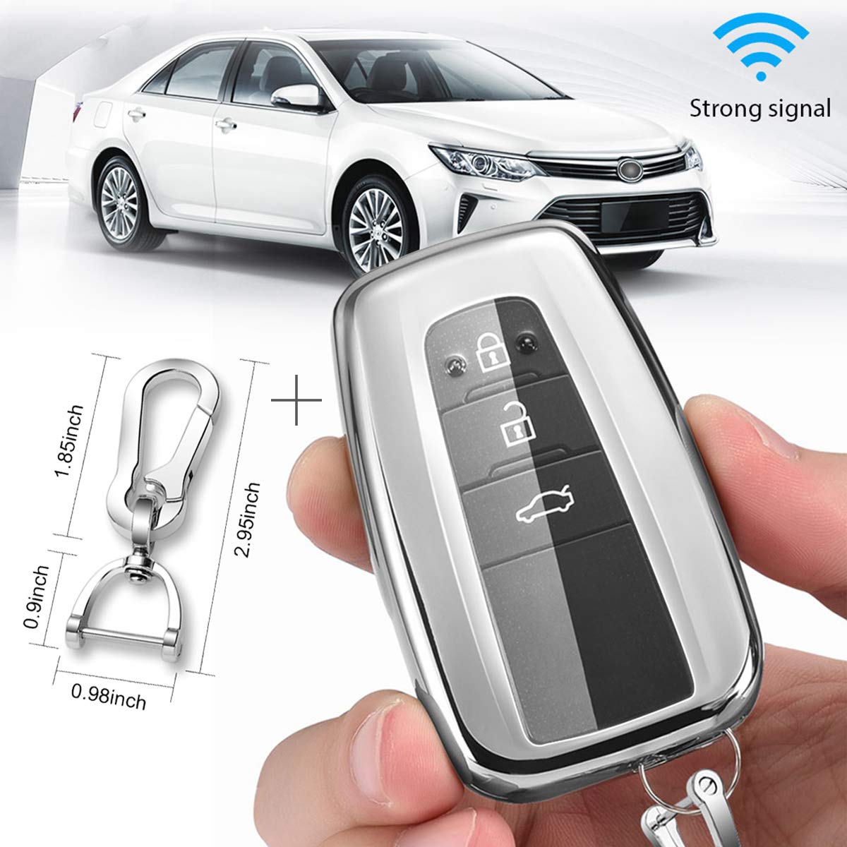 Qbuc For Toyota Key Fob Cover With Keychain Soft Tpu Key Fob Case All-Around Protection Key Case Compatible With 2018-2021 Toyot