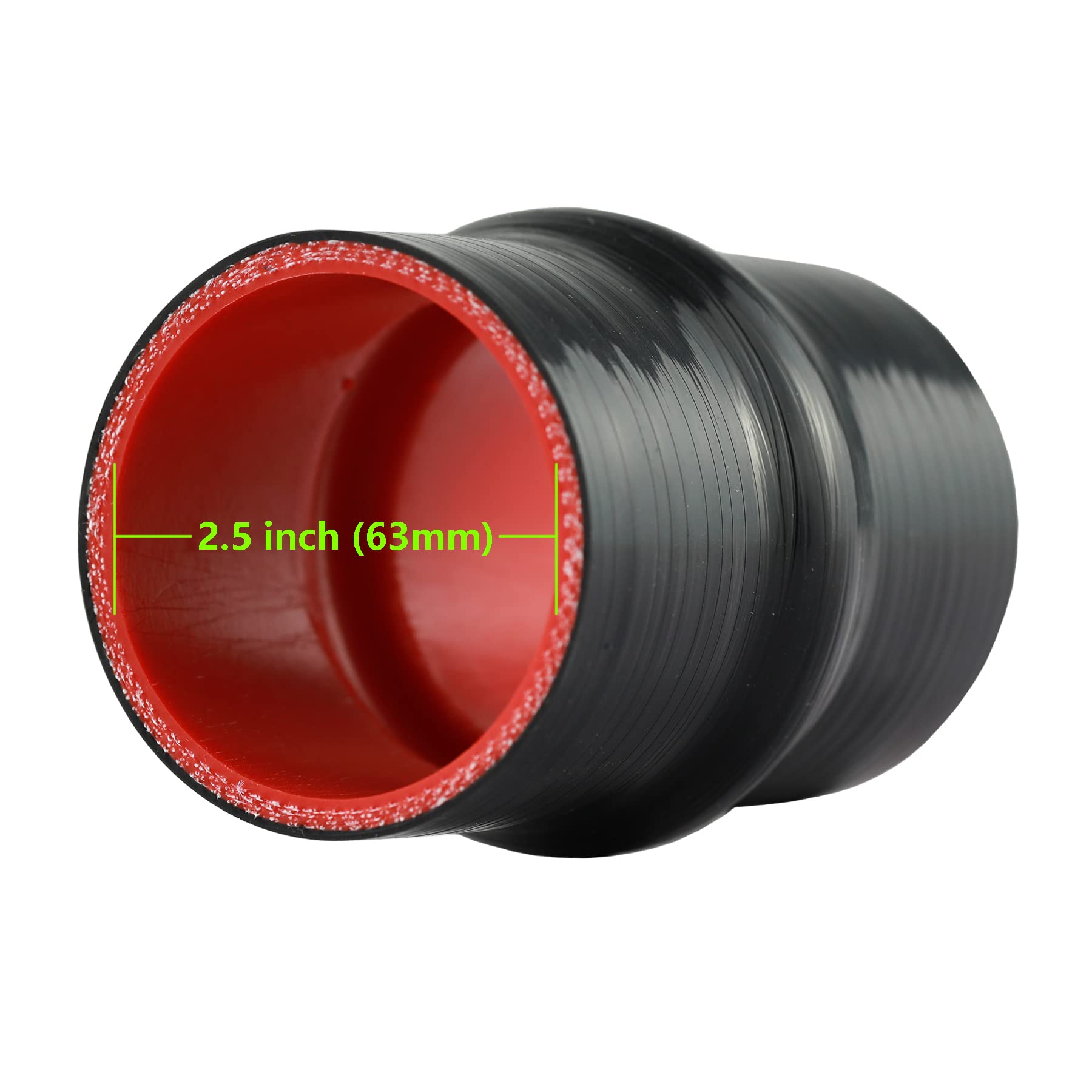 Ucreative 4'' Length Hump Black Silicone High Temperature 4-ply Reinforced Straight Hump Coupler Hose with T-Bolt Clamp ID: 3.5'