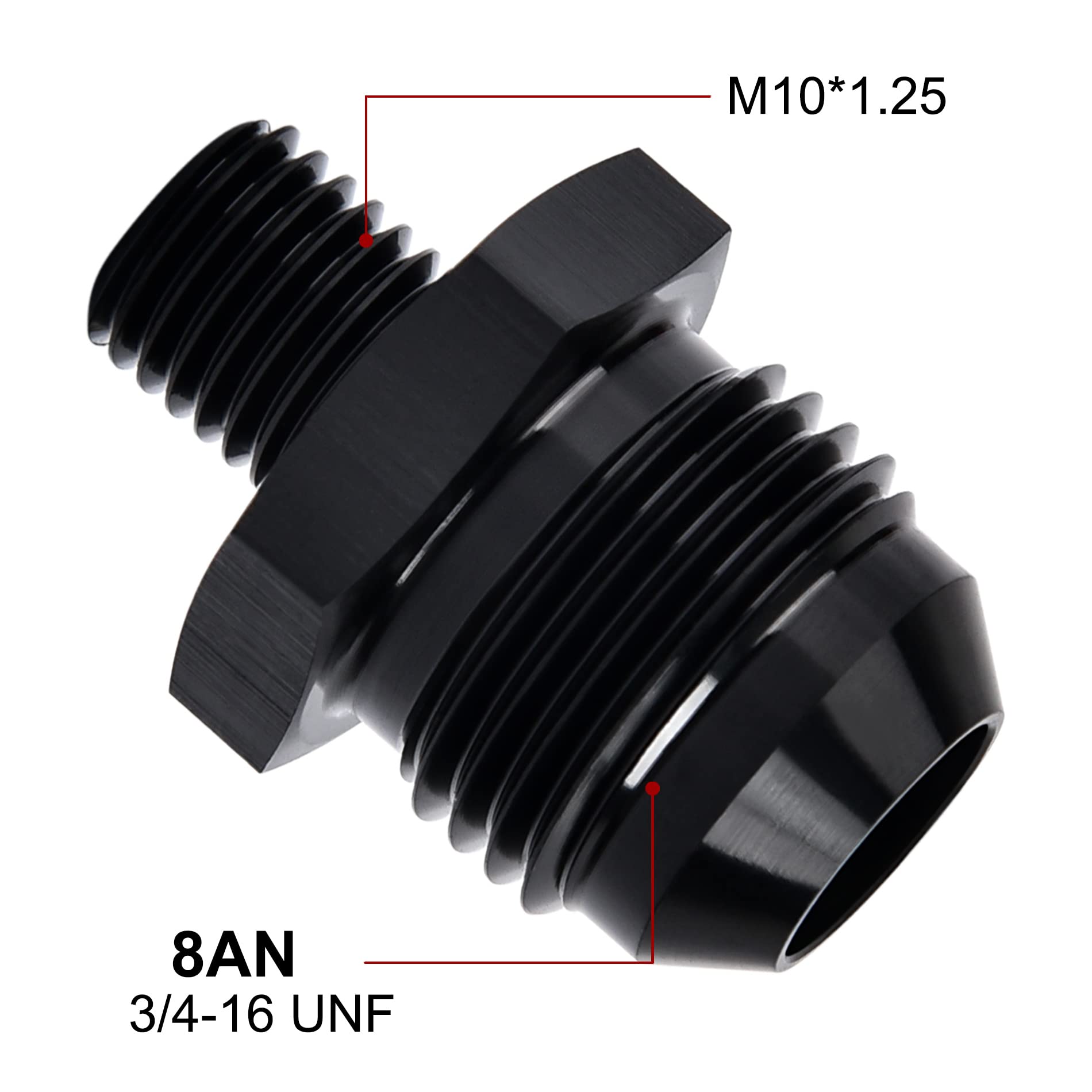 Evil Energy 8An Male Flare To M10 X 1.25Mm Male Metric Fitting Adapter Aluminium Alloy 2Pcs