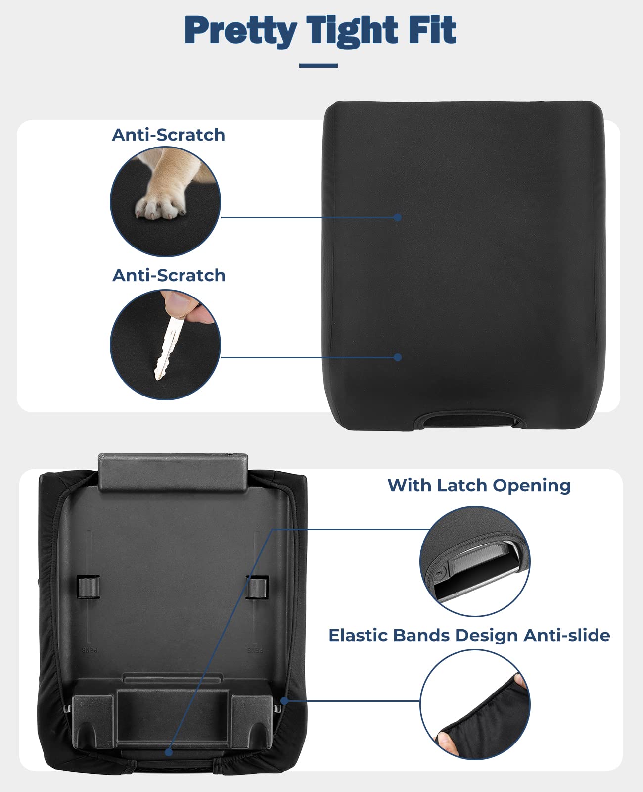 ISSYAUTO Center Console Cover, Neoprene Armrest Cover for 2015-2022 F150, 2017-2020 F250 F350, Black, Durable & Custom Fit