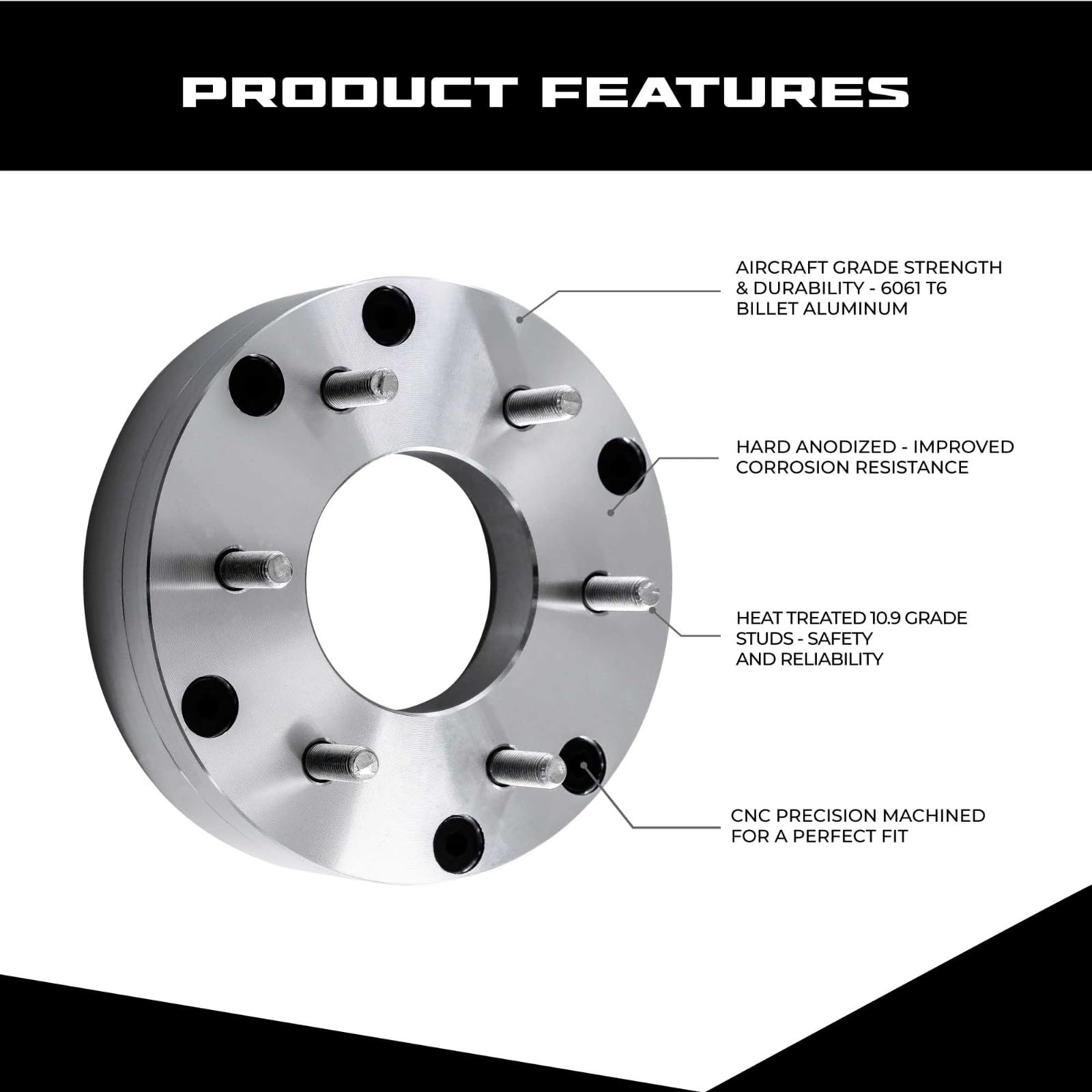 EZAccessory 2 Wheel Adapters 8x6.5 to 6x5.5 for Ford, Chevy, Dodge - 6 Lug Compatible with Toyota Wheels