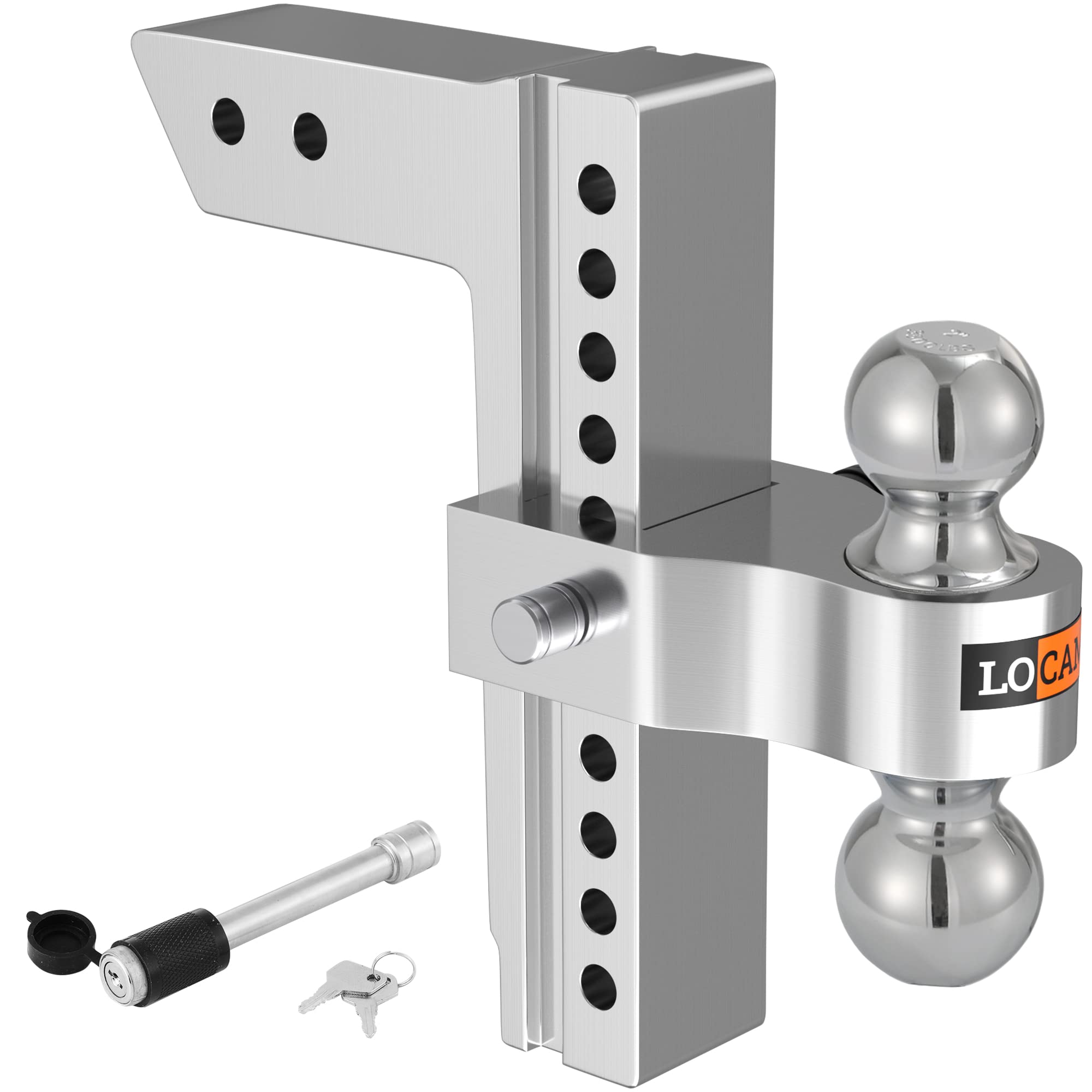 Locame Adjustable Trailer Hitch, Fits 2-Inch Receiver Only, 10-Inch Drop/Rise Aluminum Drop Hitch, 12,500 Lbs Gtw-Tow Hitch For