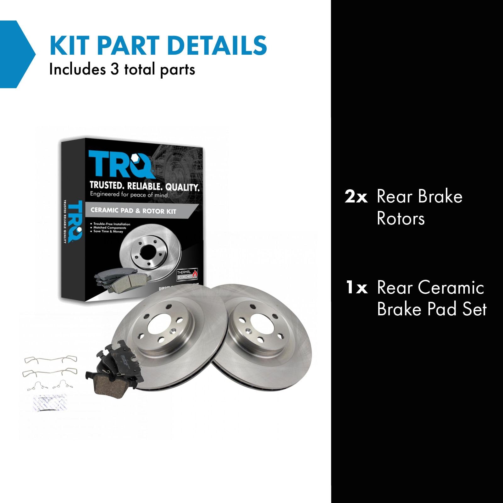 Trq Rear Brake Pad & Rotor Kit Brake Pads Brake Rotor Ceramic Compatible With 2019 Volvo S60 2017-2019 S90 V60 2018-2019 V90 V90