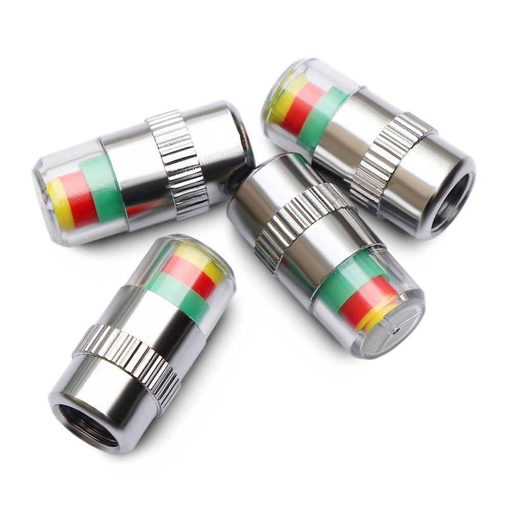 Anki Happigo 4Pcs 32-To-35 Psi Car Tire Pressure Monitor Valve Stem Caps Sensor Indicator Easy To Read 3 Color Eye Alert