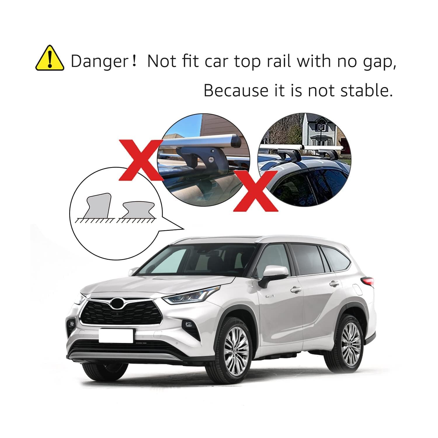Amazon Basics Cross Rail Roof Rack, 56 Inches, Fits Up To 49.6'' Spans Between Raised Side Rails With Gap, Pack Of 2, Black/Silv