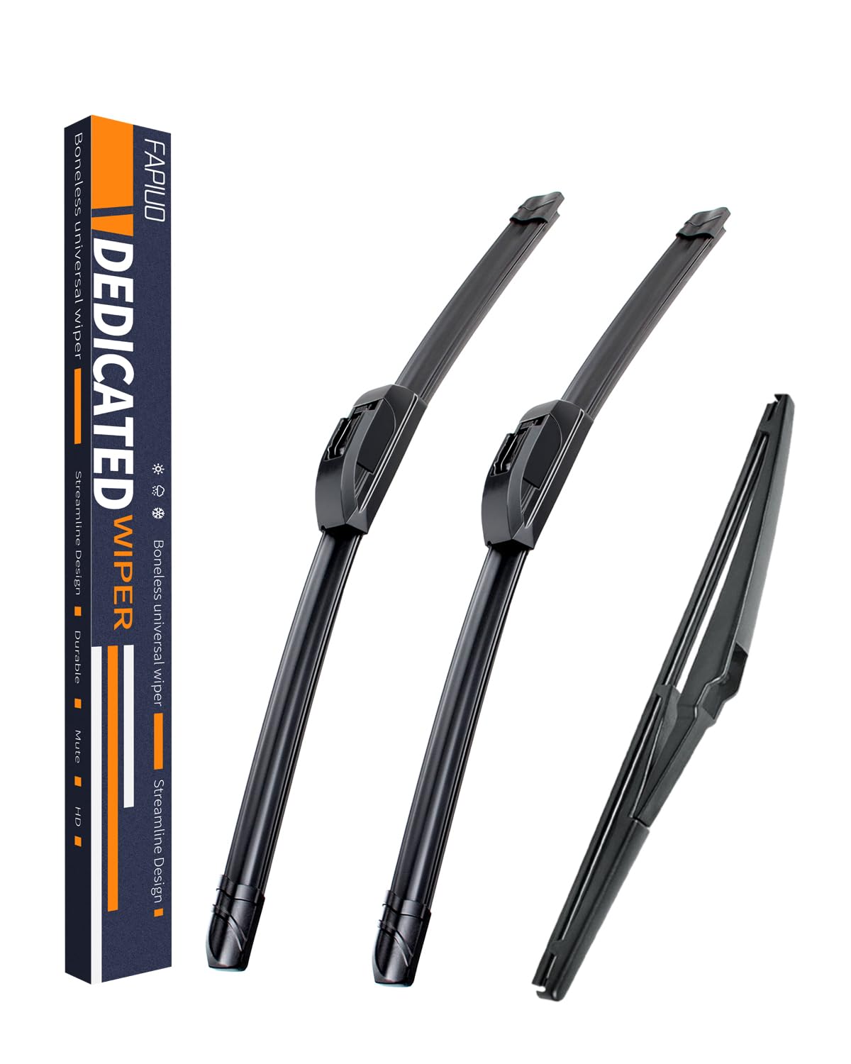 Replacement For Mazda Cx-7 2007-2012 Silent Wipers -Fapiuo Front And Rear Windshield Wipers 26''/16''+14'' Full Blade Set (3 Pac