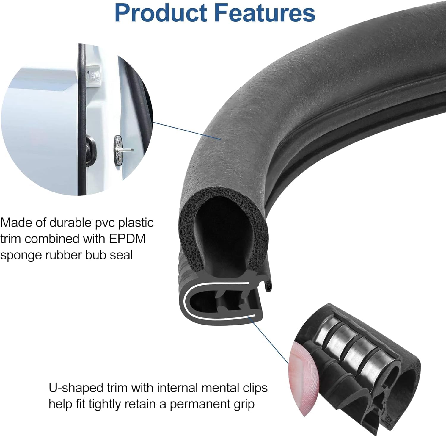 Automotive Door Weather Stripping 40Ft Car Door Rubber Edge Trim Seal Strip Gasket With Side Bulb For Car Bus Camper Boat Rv Tru