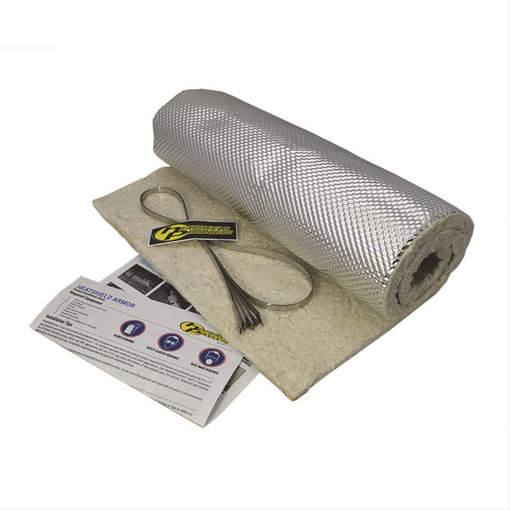 Heatshield Products 176001 Heatshield Armor Kit 1/2'' Thick X 1' Wide X 3' Long Hot Pipe Heat Shield Kit With 4 Stainless Steel 