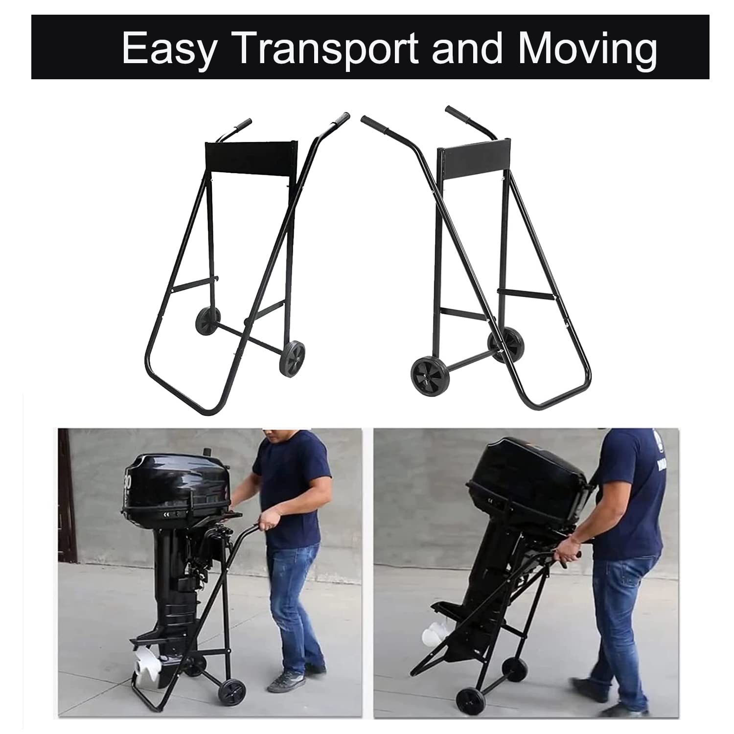 Outboard Boat Motor Stand, Heavy Duty Outboard Engine Carrier Cart Dolly Storage with 2 Wheels, 165LBS Outboard Motor Stands Mot