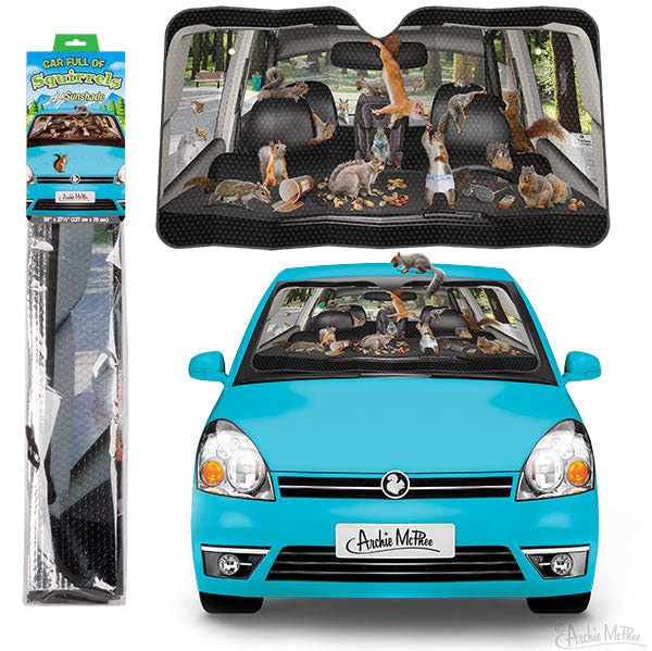 Mcphee Archie Accoutrements Auto Sunshade, Car Full Of Squirrels,One Size