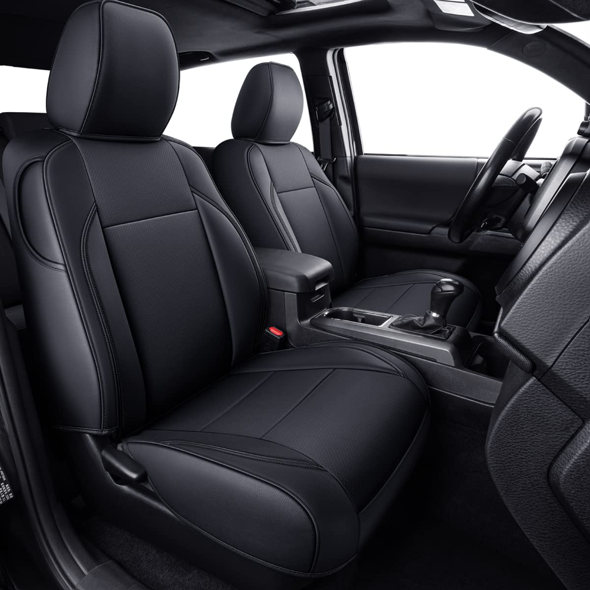 Luckyman Club Tacoma Custom Fit Seat Covers For 2024 2025 Tacoma Crew Cab With Faux Leather (Black)
