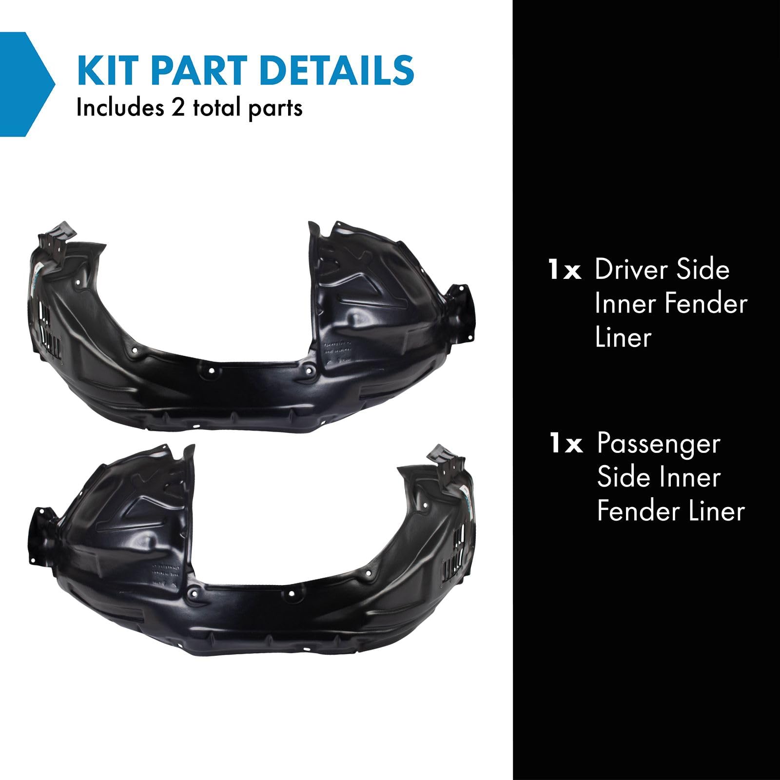Trq Inner Fender Liner Set Compatible With 2011-2014 Nissan Murano Ni1248127 Ni1249126