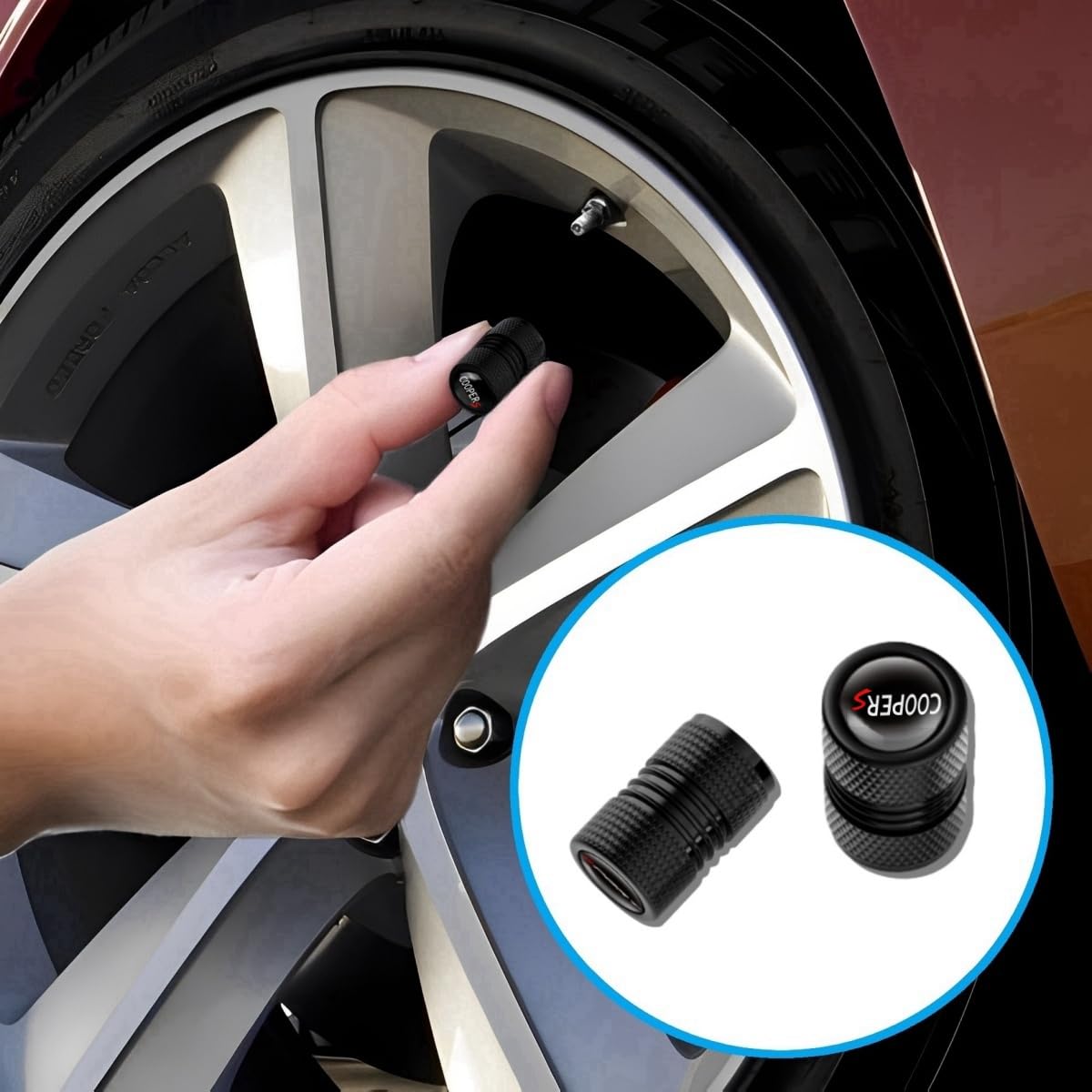 Car Wheel Tire Valve Stem Caps Fashion Tire Air Caps Cover Compatible with Mini Cooper Accessories