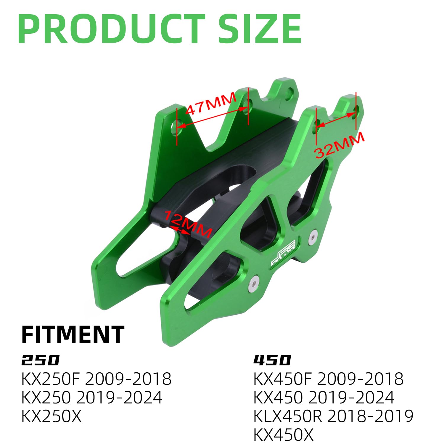 AnXin Motorcycle CNC Chain Guide Guard Protection for KX250F 2009-2018 KX250 2019-2024 KX450F 2009-2018 KX450 2019-2024 KLX450R