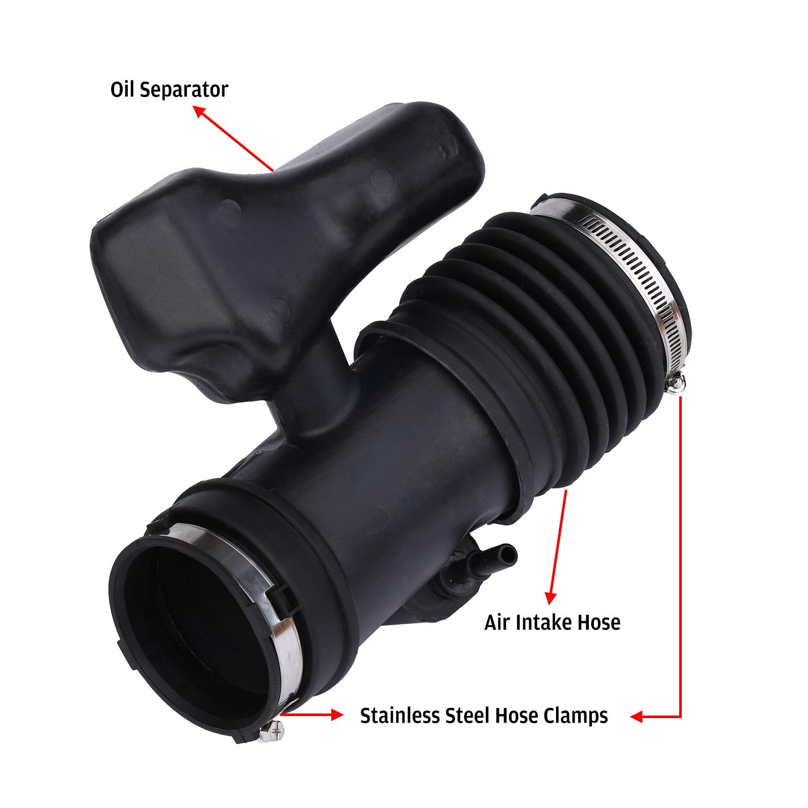 KOROP AUTO PARTS Air Intake Cleaner Hose, Rubber, Black, Model KP3713GM1, Fits 2009-2011 Buick Enclave, Chevy Traverse, GMC Acadia, Saturn