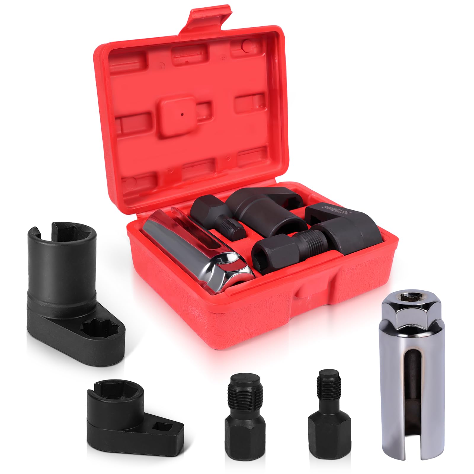 Lemxily 5PCS AutomotiveOxygen Sensor Socket Removal Tool Kit, 3/8    & 1/2    Drive x 7/8    22mm Oxygen Sensor Wrench and Threa