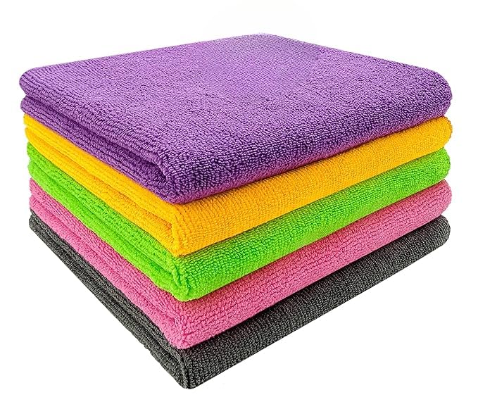 LaPurenssa MultiColor Microfiber Towel Pack  Super Absorbent & Quick Dry Microfiber Cleaning Cloths for Car Wash, Polishing, K
