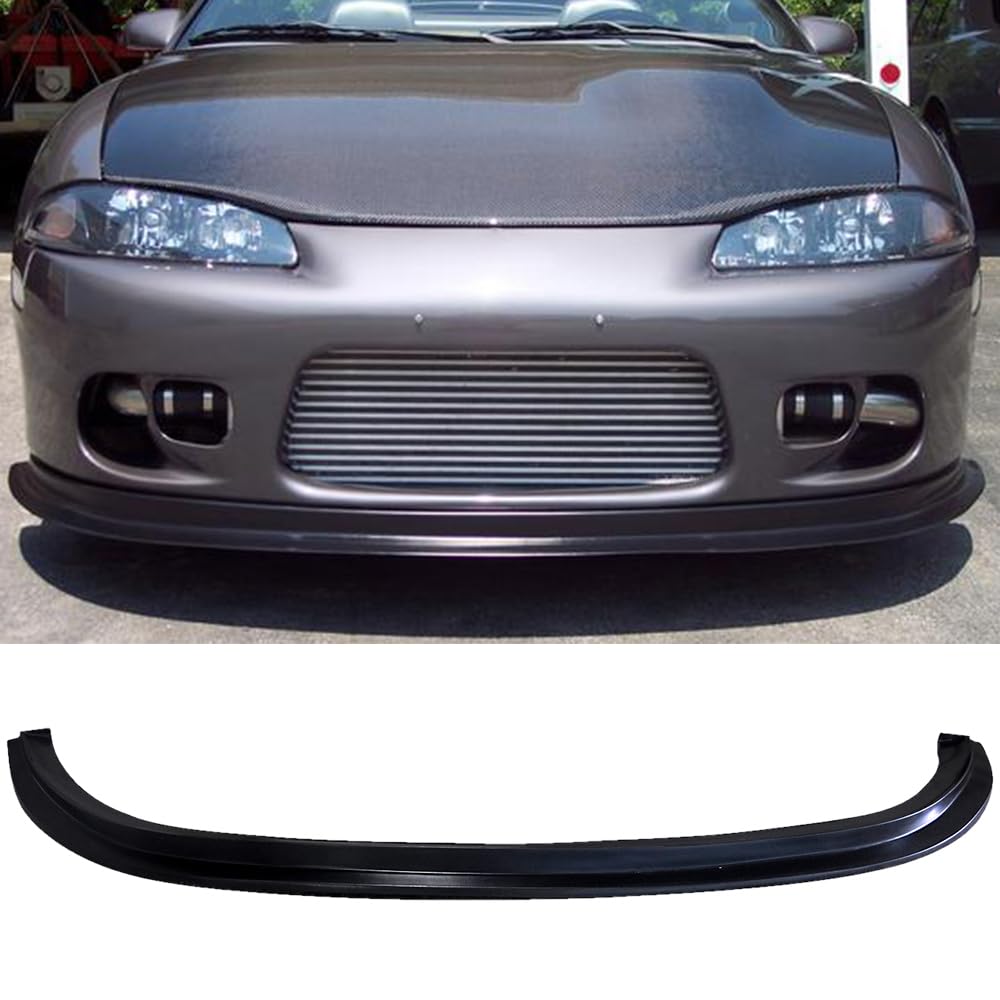 Front Bumper Lip Compatible with 1997-1999 Mitsubishi Eclipse, DS Style PU Black Front Lip Spoiler Splitter by IKON MOTORSPORTS,