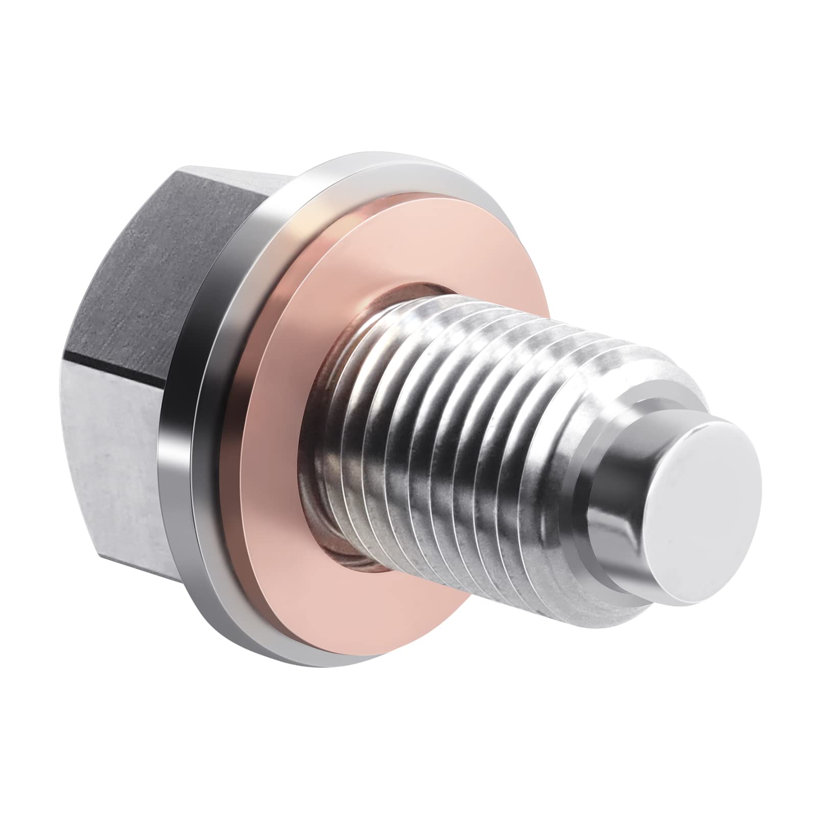 DEEFILL M12 x 1.25 Stainless Steel Engine Oil Drain Plug with Neodymium Magnet, Copper Crush Washer Replacement for Toyota, Lexu