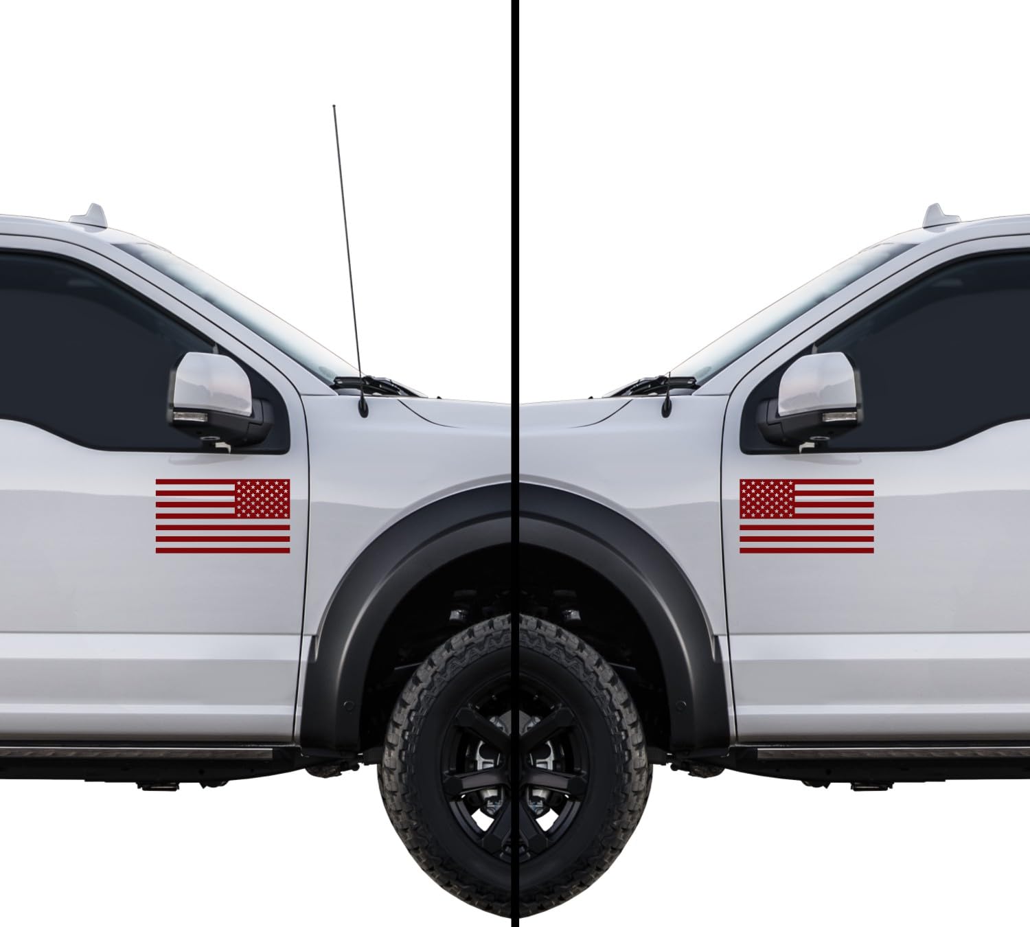 American Us Flag [Pick Color/Size] Vinyl Decal Sticker For Laptop/Car/Truck/Window/Bumper (10In Subdued Pair, Matte Maroon)