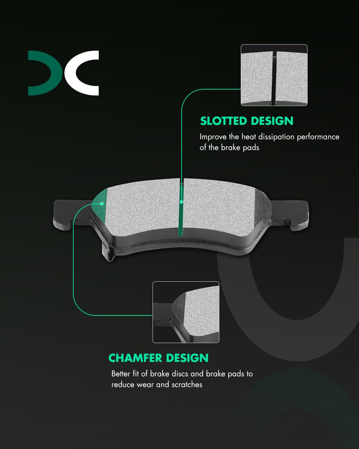 Scitoo D857 D858 Semi-Metal Brake Pads Sets - Front & Rear, Fit For Chrysler Town & Country, Dodge Caravan & Grand Caravan (2001