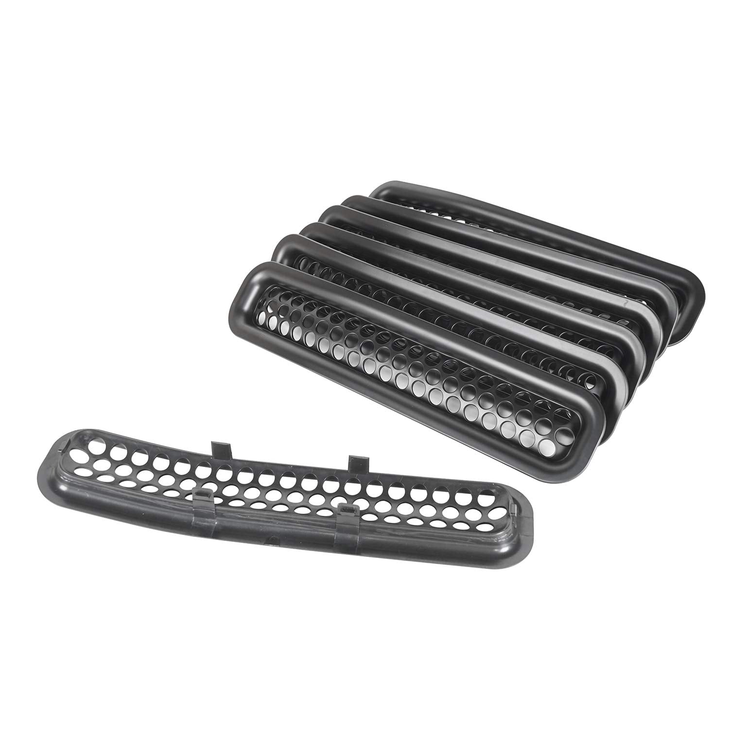 Hooke Road Grill Mesh Inserts for 1997-2006 Jeep Wrangler TJ, Matte Black, Pack of 7, Durable ABS Plastic