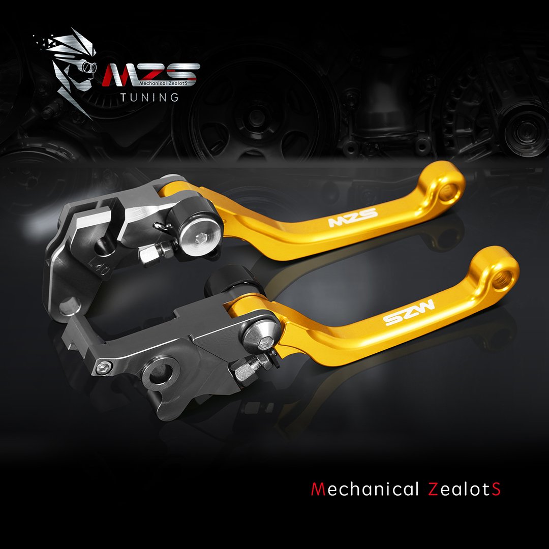Mzs Gold Dirt Bike Brake Clutch Levers Pivot Adjustable Cnc Compatible With Crf250L Crf250M 2012-2021 / Crf250La 2017-2021 / Crf