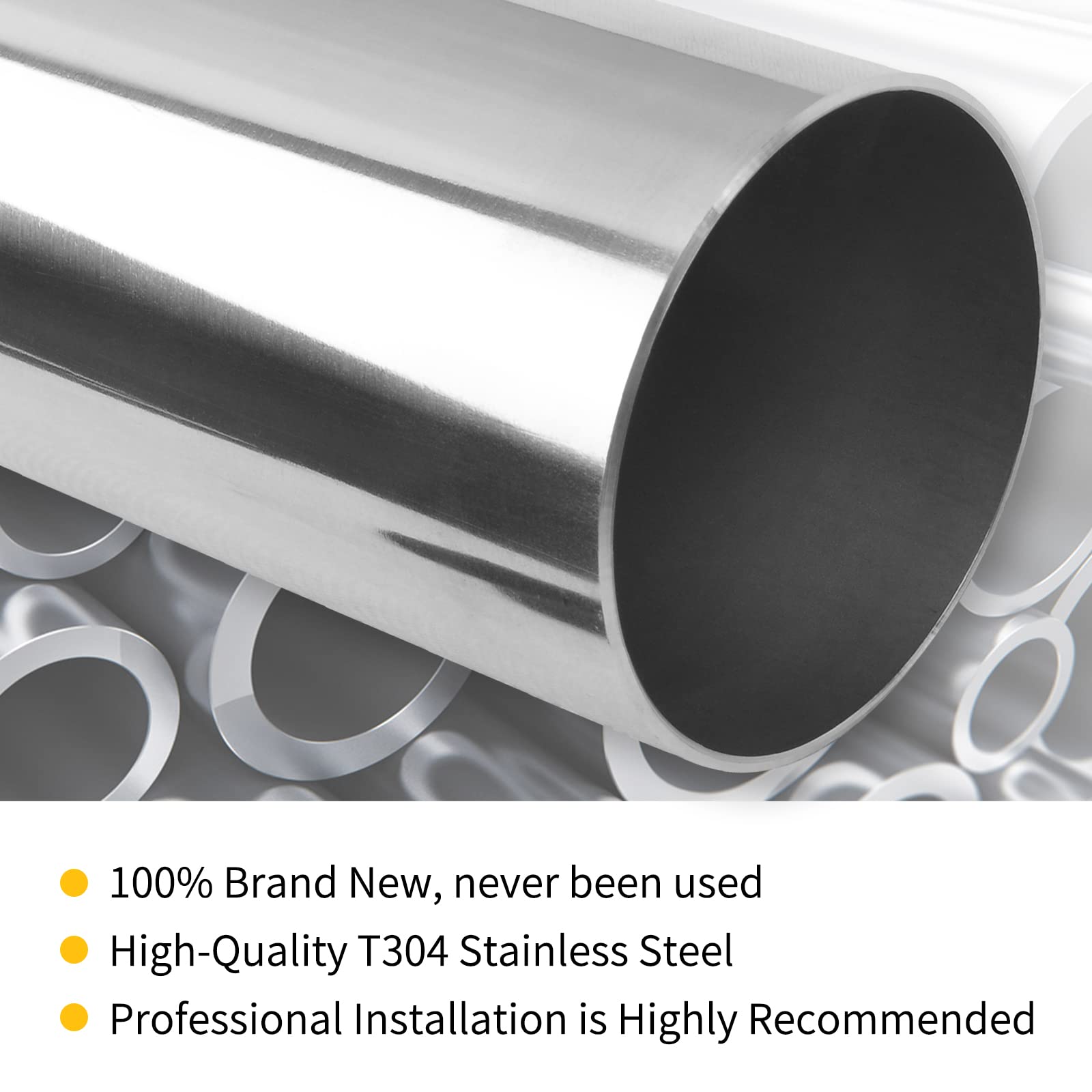 Fgjqefg 3 Inch Straight Diy Custom Mandrel Exhaust Pipe Tube Pipe, 30 Inch Length, 3'' Od Mandrel Straight Pipe, T304 Stainless Steel, Universal Fitment - 1Pc