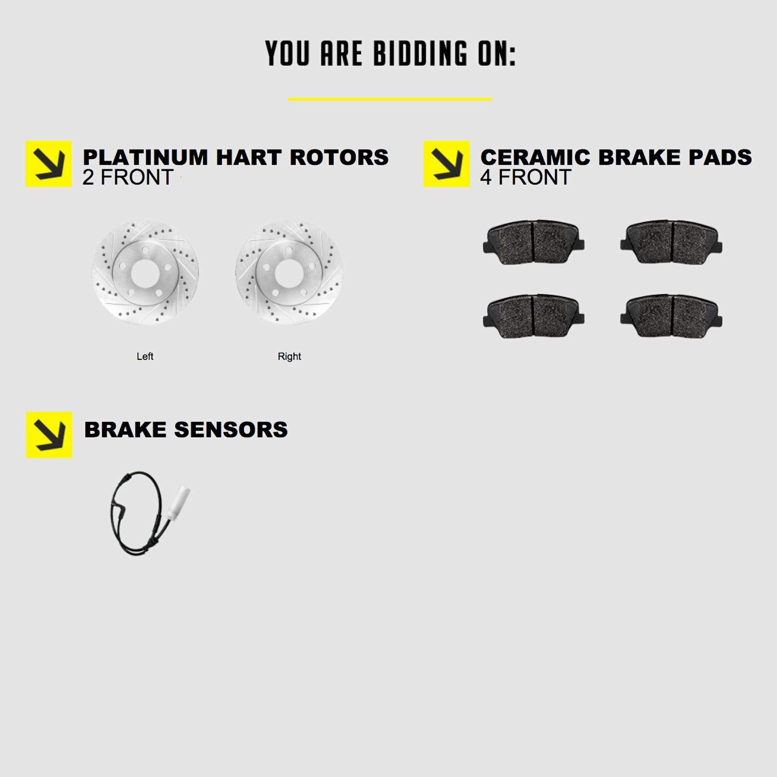 Hart Brakes Front Brakes And Rotors Kit |Front Brake Pads| Brake Rotors And Pads| Ceramic Brake Pads And Rotors |Fits 2004-2010