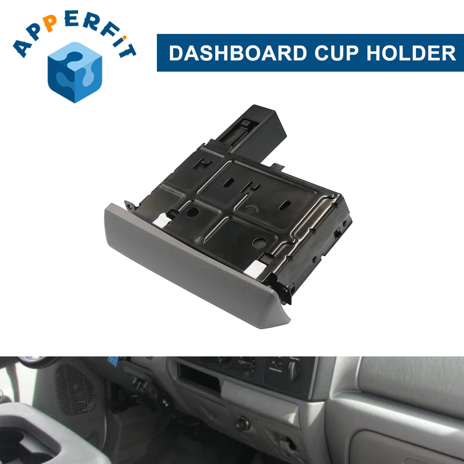 APPERFiT Dash Cup Holder Replacement for 2005-2007 Ford Super Duty Trucks, Gray, Model CP005