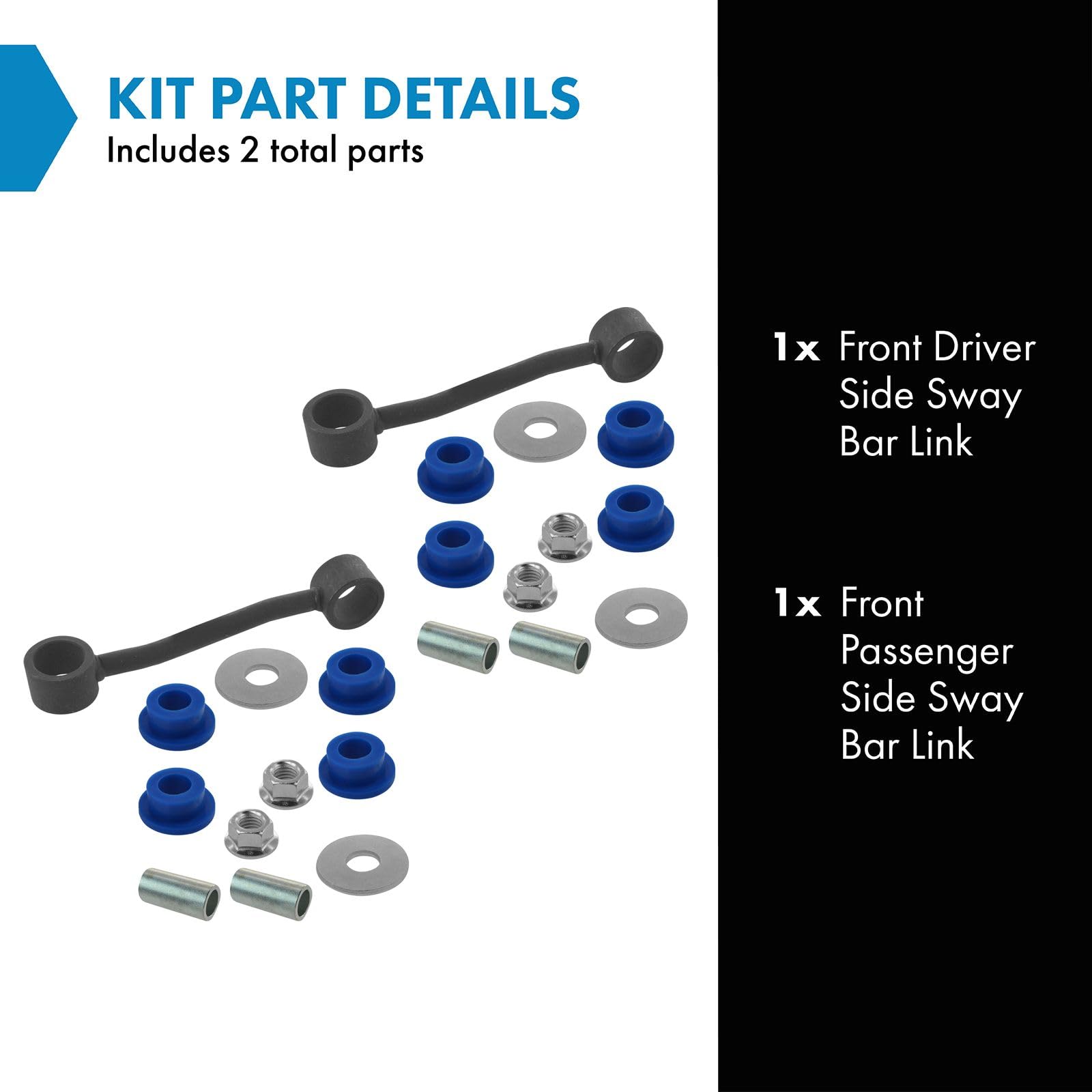 Trq Front Sway Bar Stabilizer Link Set Compatible With 2007-2011 Dodge Nitro 2008-2012 Jeep Liberty