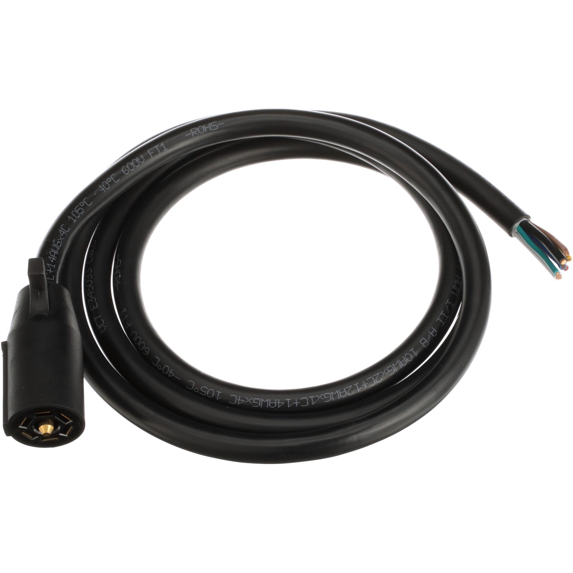 Pollak 14-227 7-Way Round Plug Blade Cable - 8 (Not Removeable 7-Way Connector)