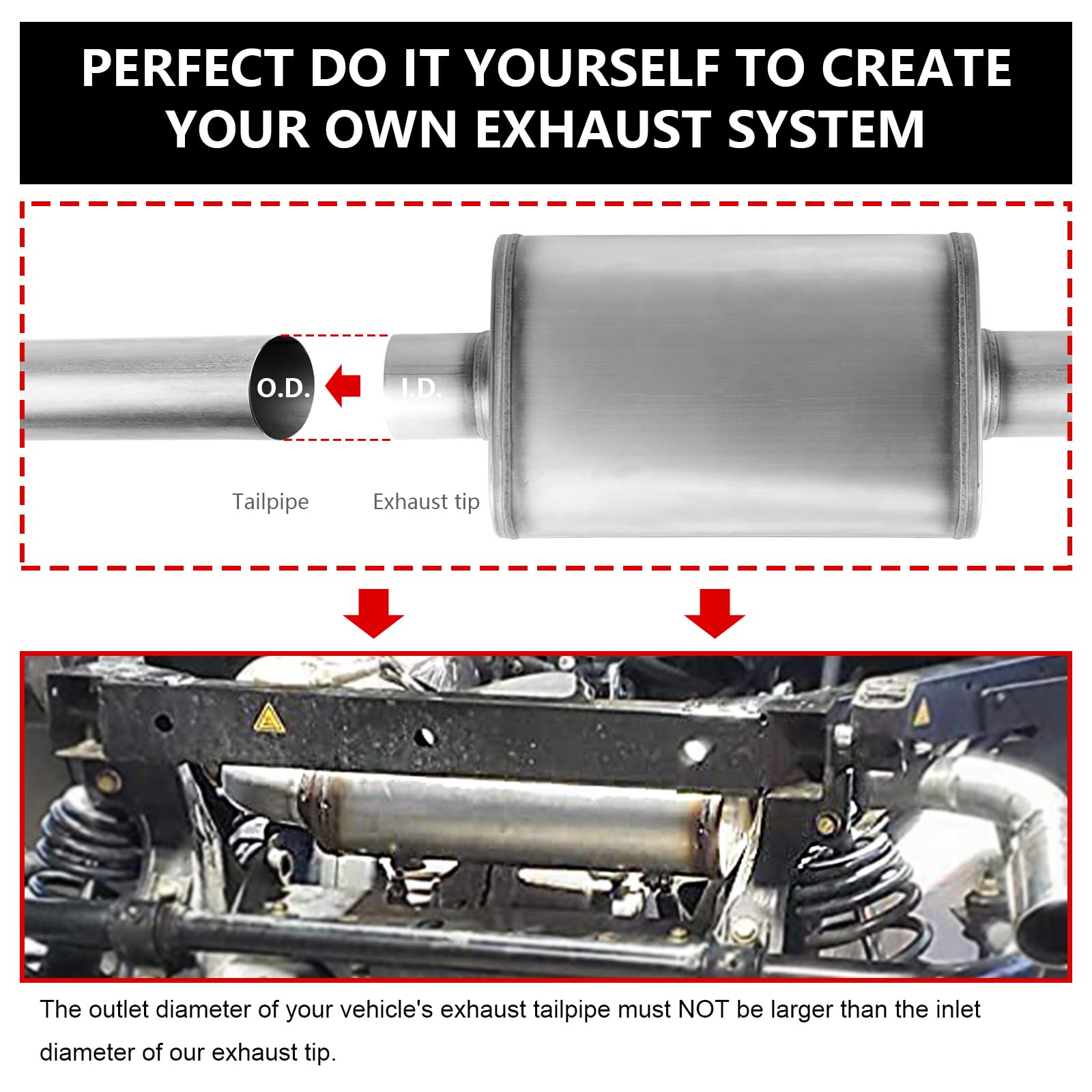 2.75 Inch Exhaust Muffler,Straight-Through Performance Muffler Resonator With Universal Stainless Steel Muffler For Cars, Trucks