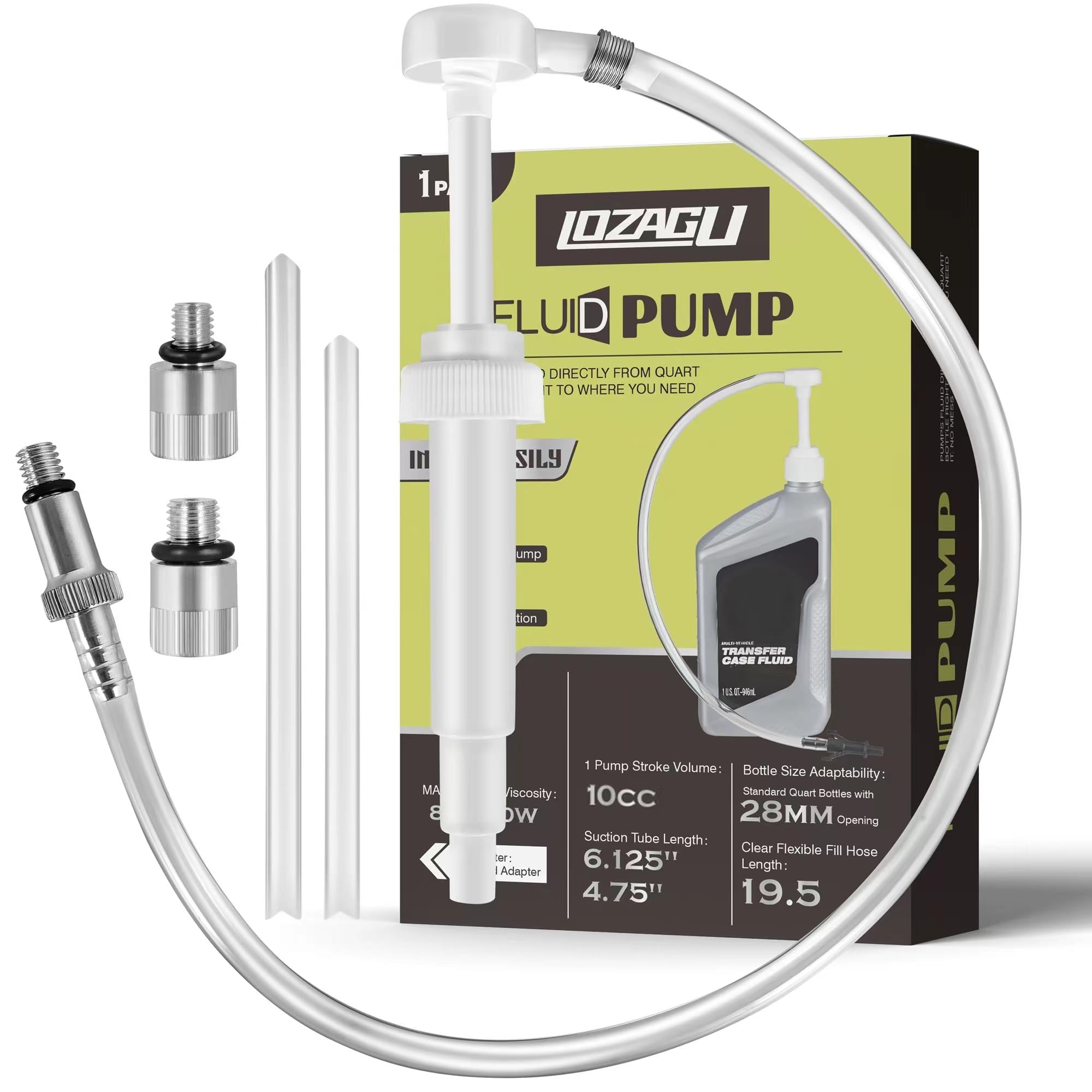 Lozagu Lower Unit Gear Oil Pump For Standard Quart Bottles - 10Cc Per Pump Stroke, Transmission Fluid Pump Includes 3/8 Inch Met