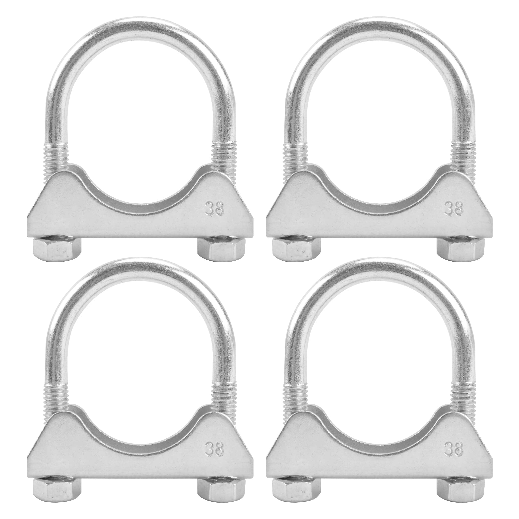 Batoneco 1.5'' U Bolt Clamp, Muffler Exhaust Clamps,1-1/2 Inch Saddle Style Heavy Duty Mild Steel(4-Pack)